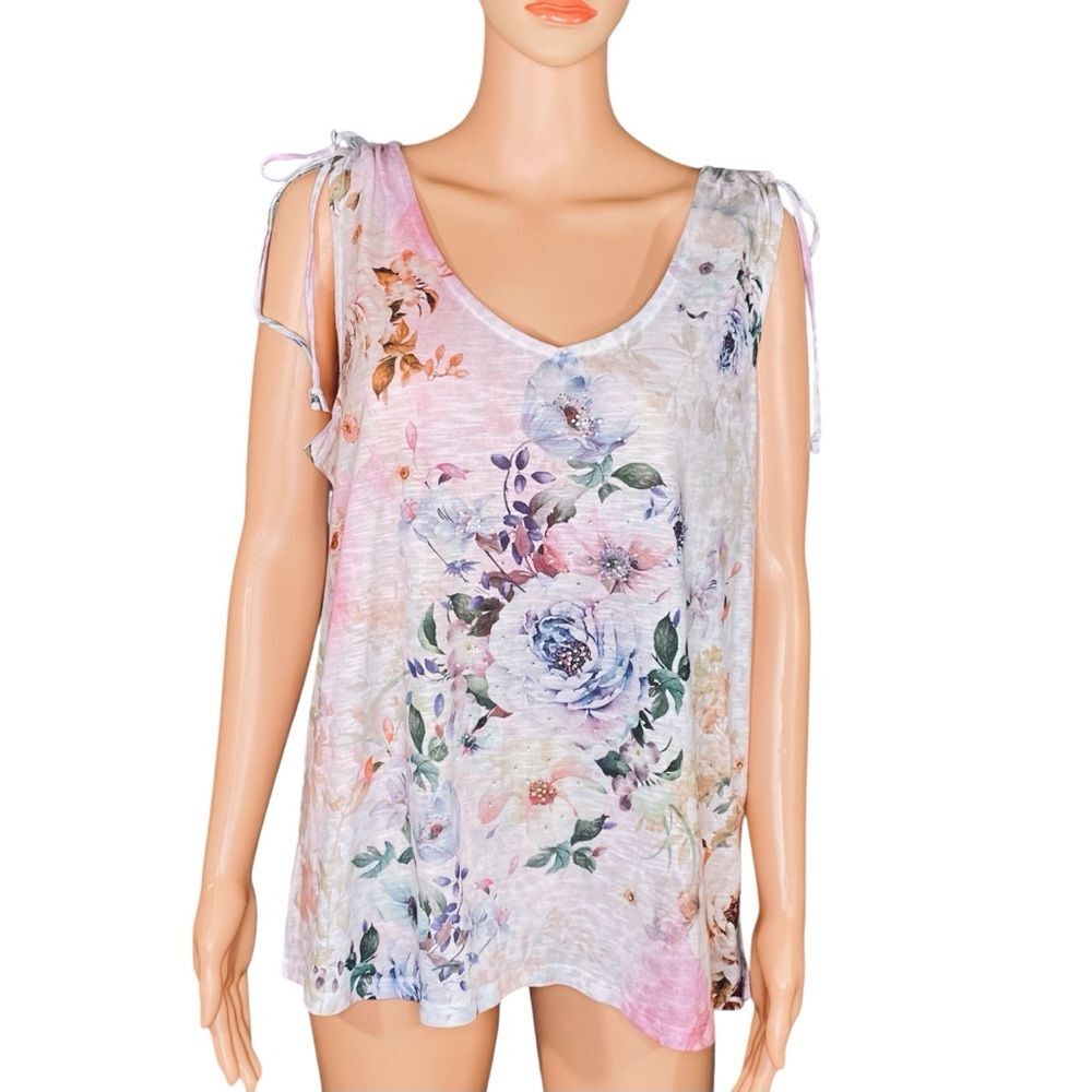 Concepts Fairycore Sleeveless Blouse Ethereal Soft Pastels Shoulder Ties SZ L
